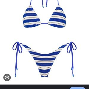 Blue and White Striped Bikini Set